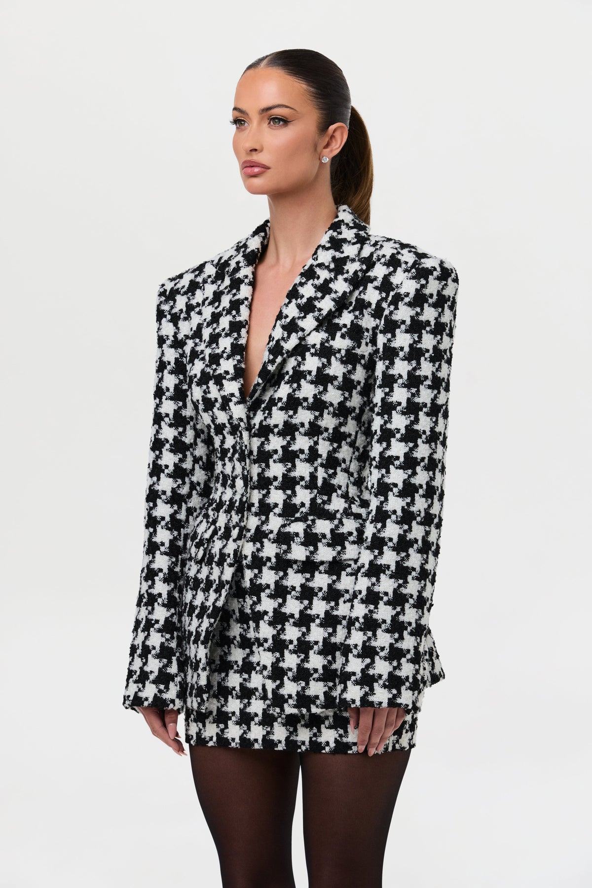 Tweed Houndstooth Mini Skirt