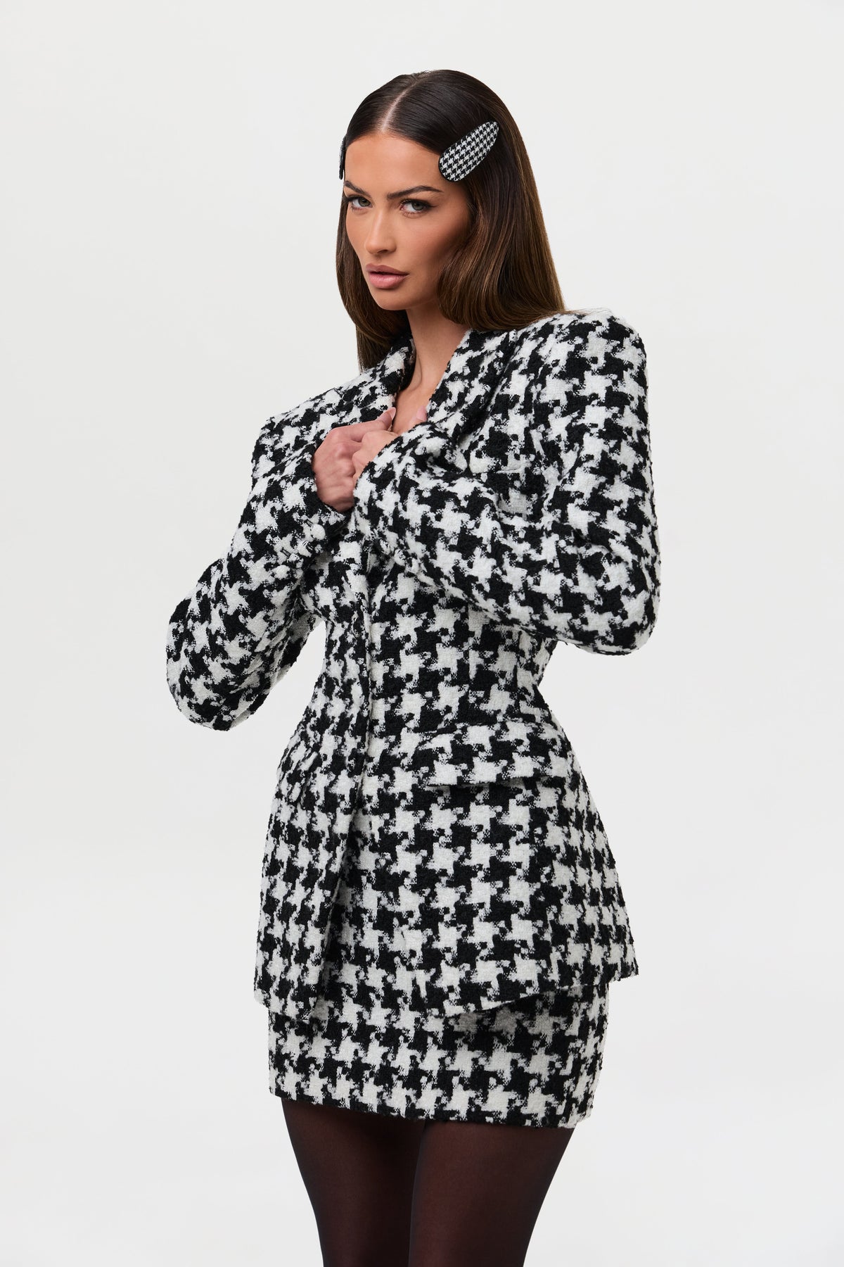 Tweed Houndstooth Mini Skirt