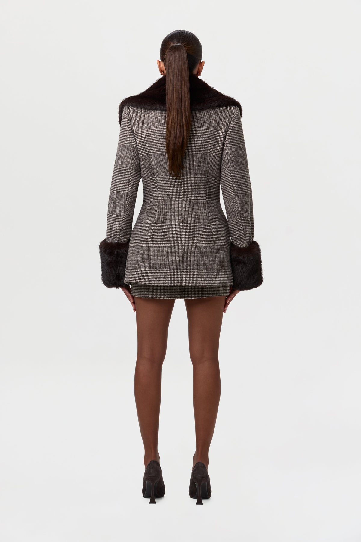 Suiting Plaid Houndstooth Mini Skirt