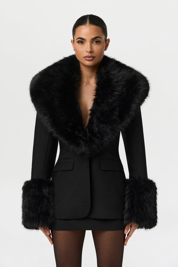 Faux Fur Suited Blazer