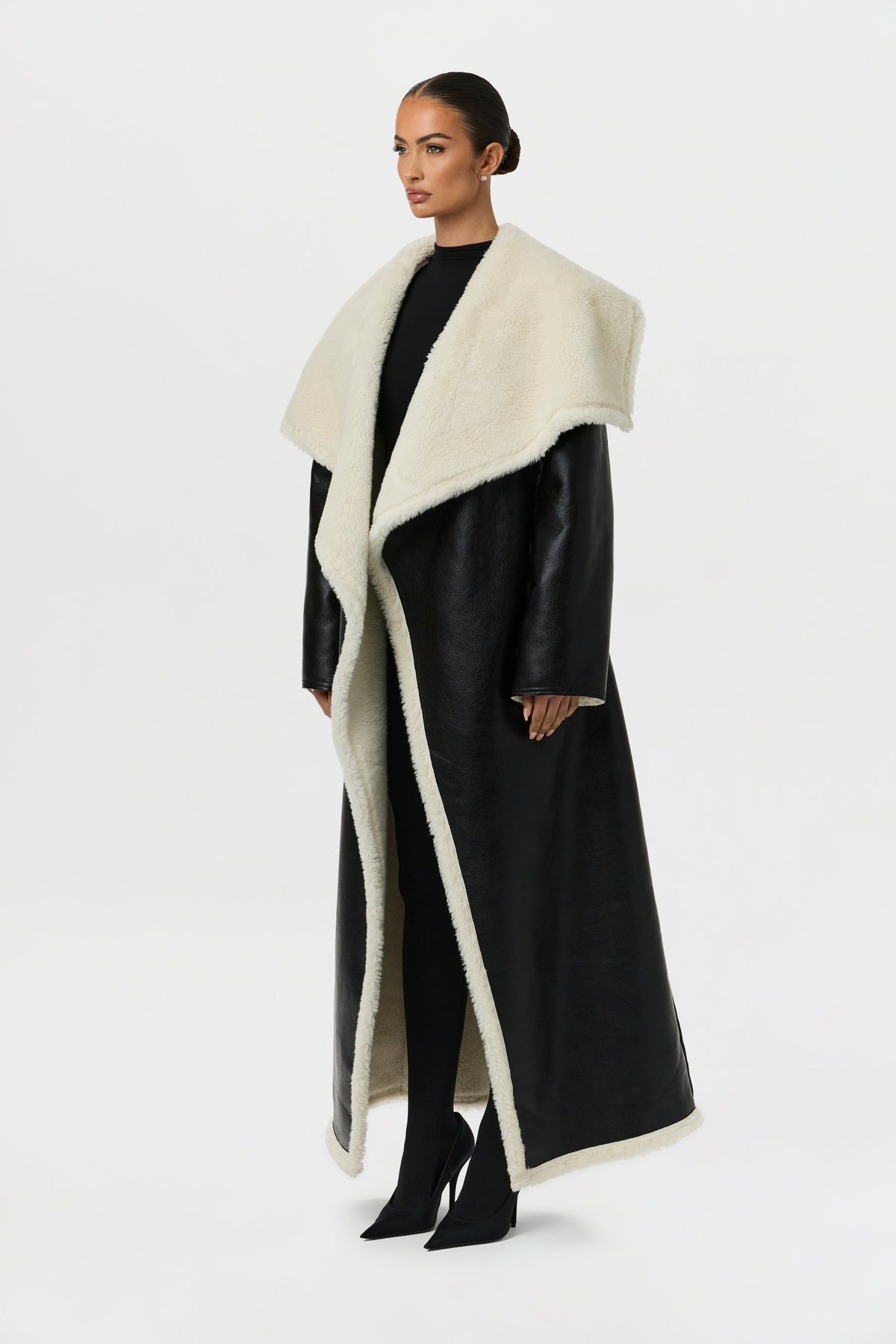 Vegan Leather Reversible Sherpa Coat