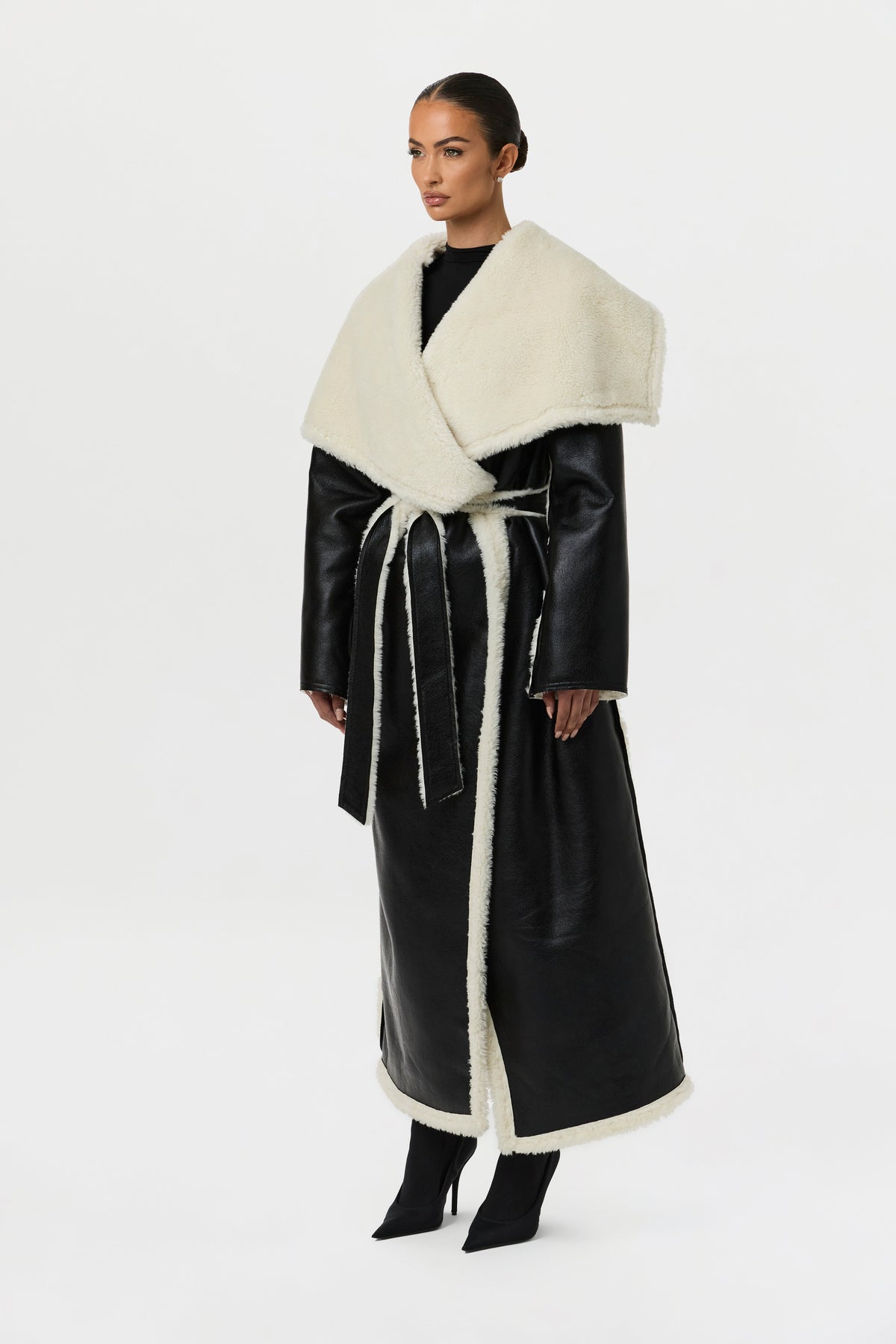 Vegan Leather Reversible Sherpa Coat