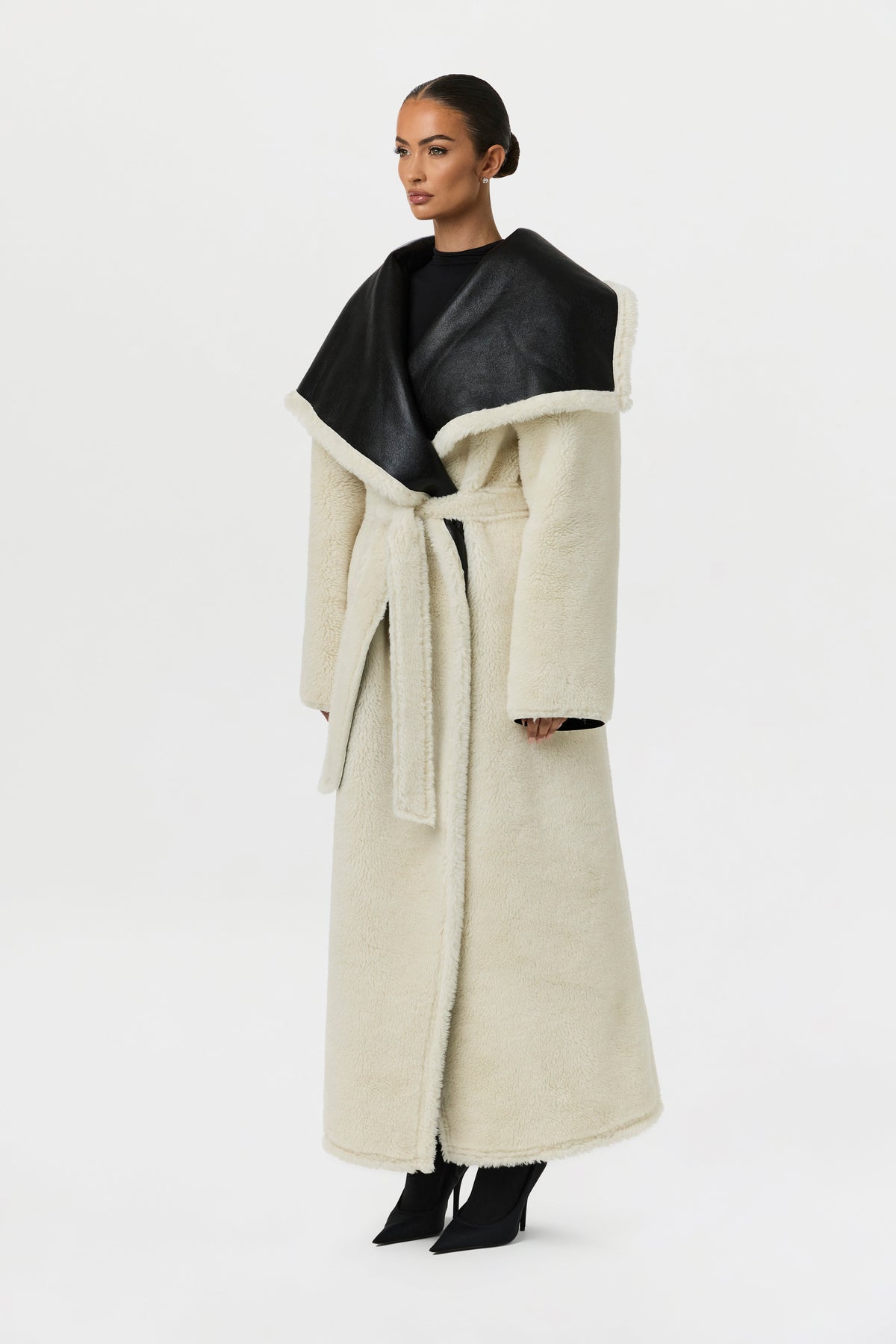 Vegan Leather Reversible Sherpa Coat