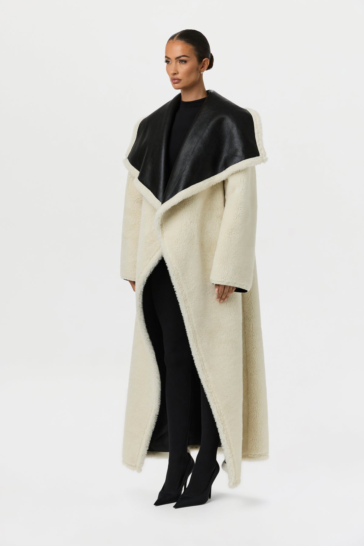 Vegan Leather Reversible Sherpa Coat