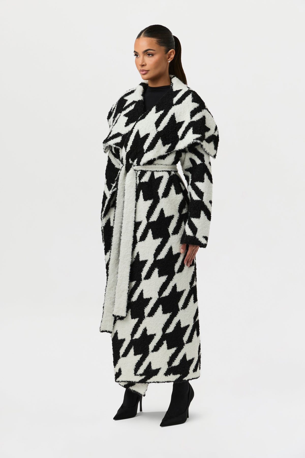 Bouclé Houndstooth Coat