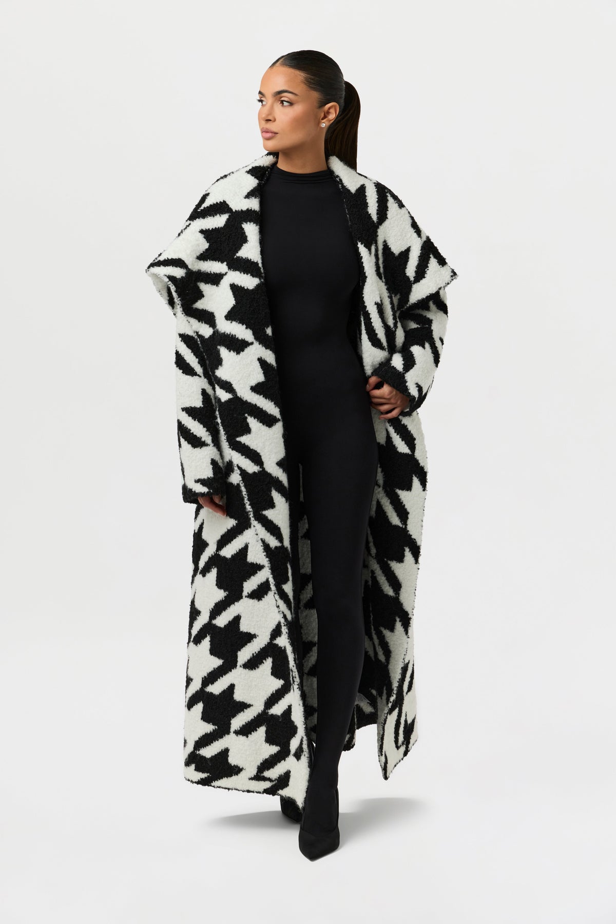 Bouclé Houndstooth Coat