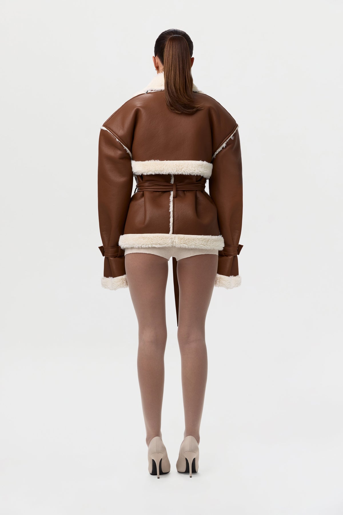 Vegan Leather Sherpa Coat
