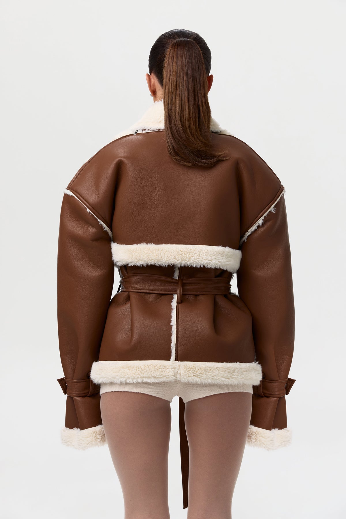 Vegan Leather Sherpa Coat