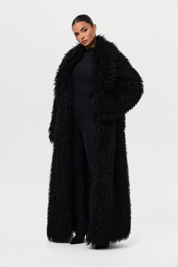 Faux Fur Plush Long Coat