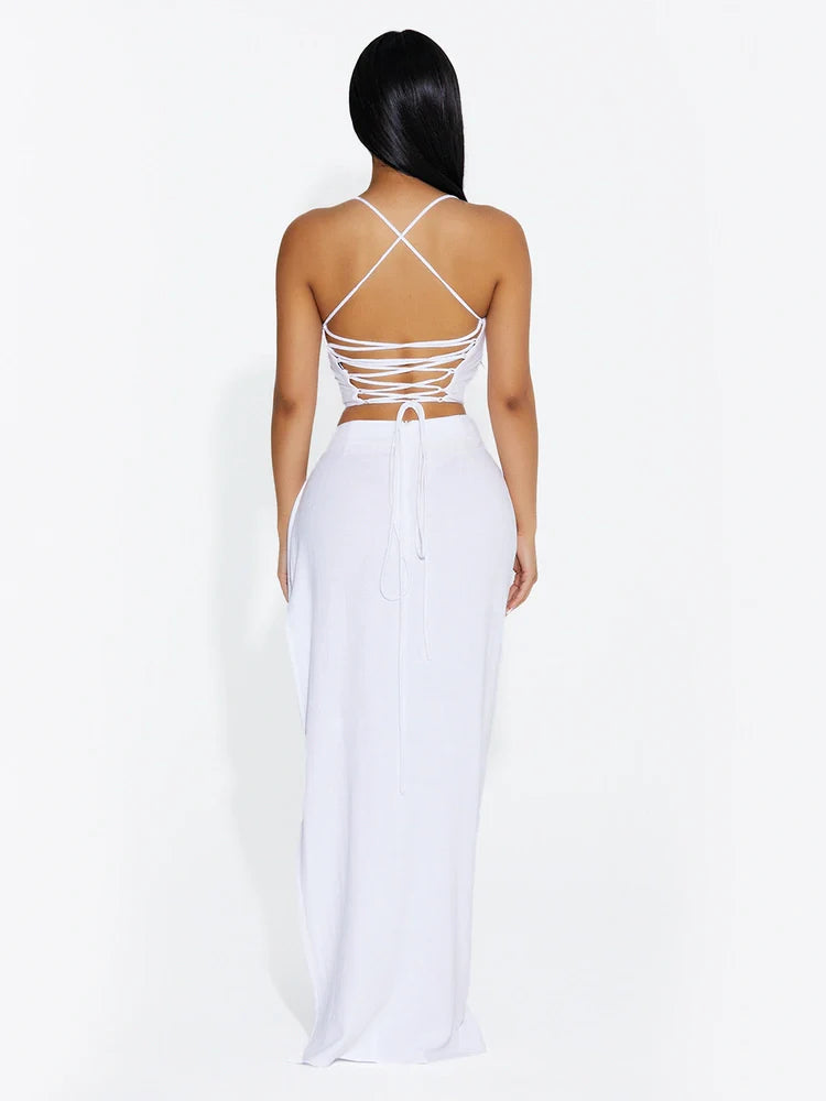 Linen High Slit Maxi Skirt